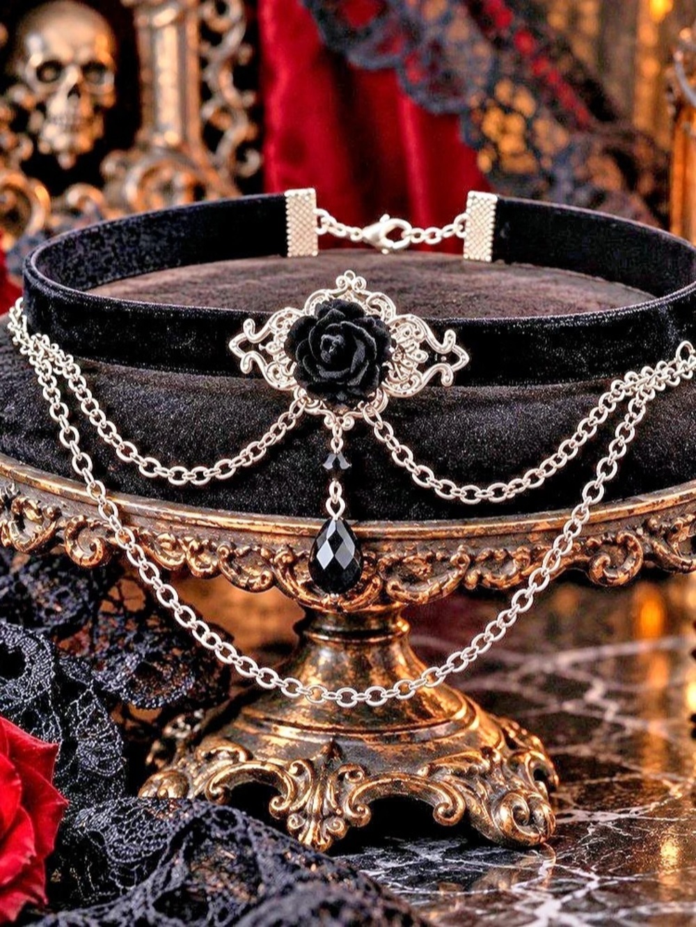 Black Velvet Statement Necklace